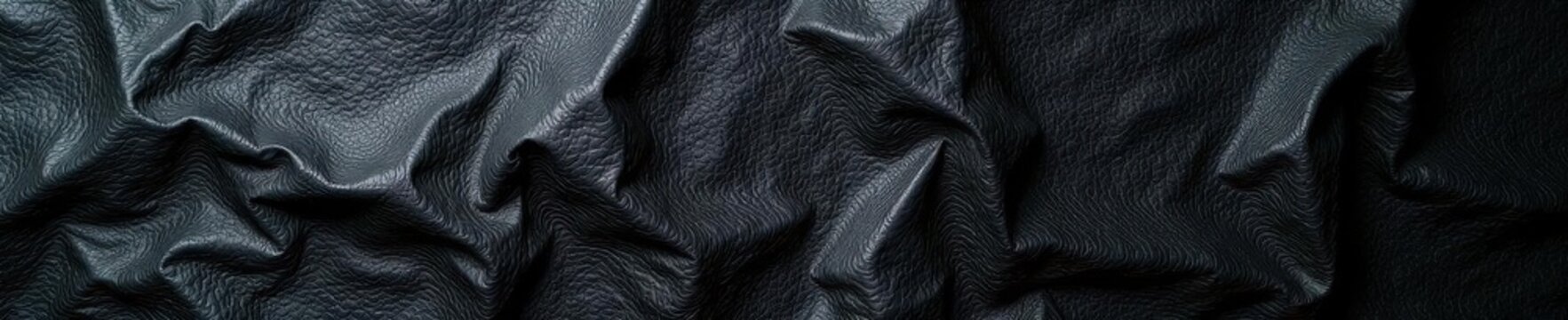 Wrinkled black leather backdrop, rich texture, black-leather-texture, shiny
