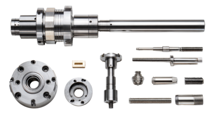 Lathe machine parts background isolated on a Transparent background, PNG file.