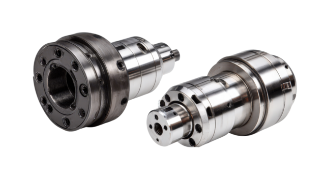 Lathe machine spindle and chuck background isolated on a Transparent background, PNG file.