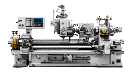 Lathe machine with digital readout background isolated on a Transparent background, PNG file.