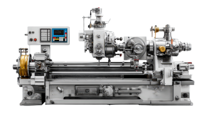 Lathe machine with digital readout background isolated on a Transparent background, PNG file.