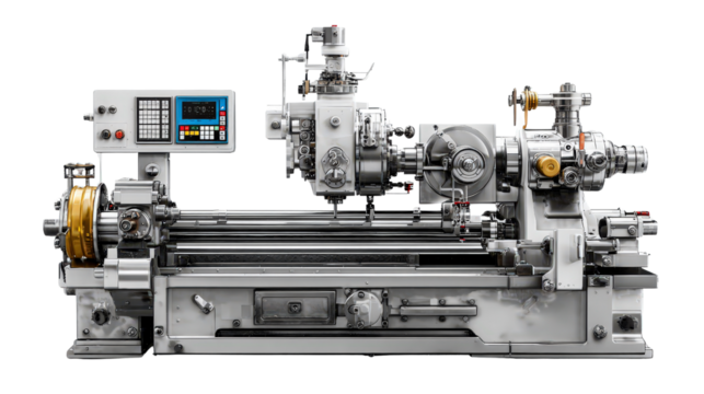 Lathe machine with digital readout background isolated on a Transparent background, PNG file.