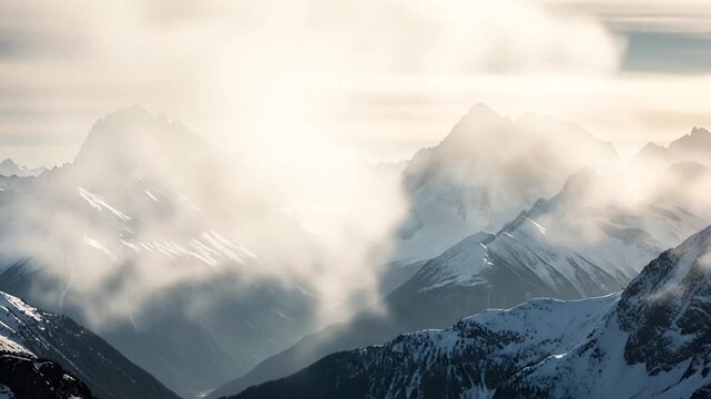 Majestic Mountain Peaks An 8k Wallpaper Displaying Serene Beauty and Atmospheric Clouds. Capture the Essence of Nature in Stunning Detail for Desktop and Mobile
