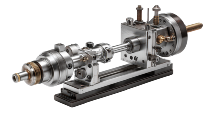 Lathe tailstock and carriage background isolated on a Transparent background, PNG file.