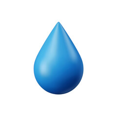 Blue water drop isolated on transparent background, symbolizing hydration, purity, and life
