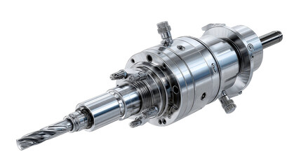 Lathe tailstock with drill bit background isolated on a Transparent background, PNG file.