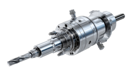 Lathe tailstock with drill bit background isolated on a Transparent background, PNG file.