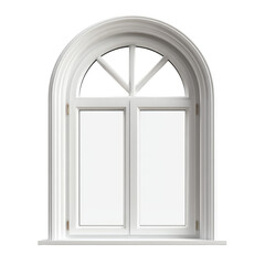 Front View of Minimalistic White uPVC Arch Window Isolated on Transparent Background