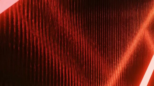 3D Abstract Red Neon Beams with Ribbed Glass Reflections in Futuristic Loop