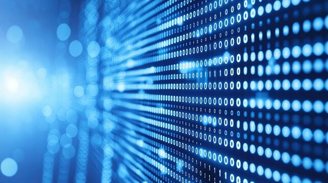 Binary Code Stream Tech Background: Programming & Cybersecurity