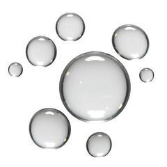 Transparent Water Droplets Isolated on White