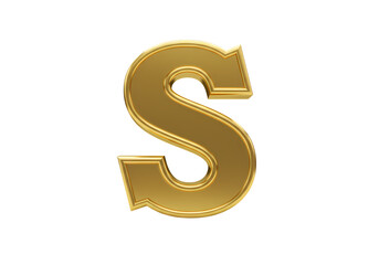 Naklejka premium Gold Letter S Decorative 3D Font on transparent background