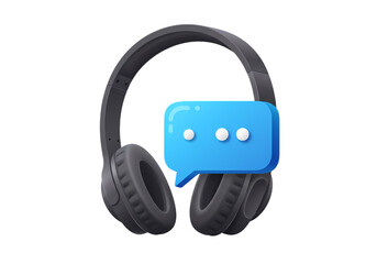 Headphones and Chat Icon: Communication and Audio isolated on transparent background