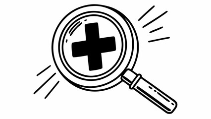 Fototapeta premium Magnifying glass search find zoom in explore investigate research discovery tool analysis close up icon graphic