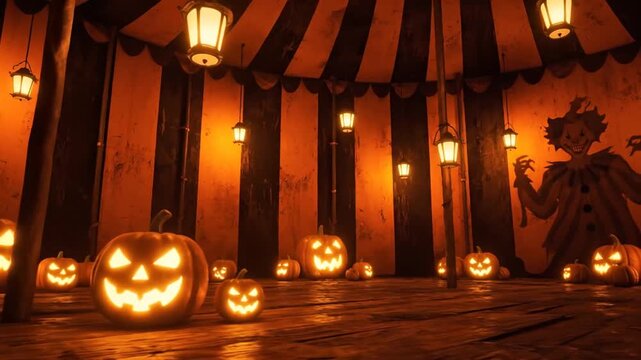 Spooky Halloween Circus Tent with Jack-o'-Lanterns