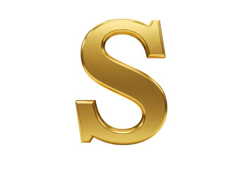 Gold Letter S Premium 3D Render of Capital Letter S Golden Texture Alphabet Graphic on transparent background