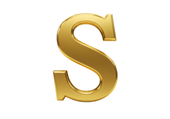 Gold Letter S Premium 3D Render of Capital Letter S Golden Texture Alphabet Graphic on transparent background