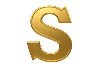 Golden Recycling Symbol Circular Economy Concept on transparent background