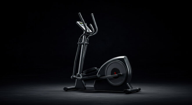 Elliptical Machine – Black Frame with Handlebars and Foot Pedals for Fitness Training