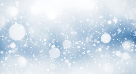 Fototapeta premium Abstract blue winter background with glittering bokeh lights and swirling snowflakes for a festive holiday celebration