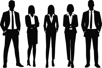 Silhouette of business team, corporate professionals, group of executives, teamwork collaboration, office colleagues, leadership people, company staff, management group, workplace unity