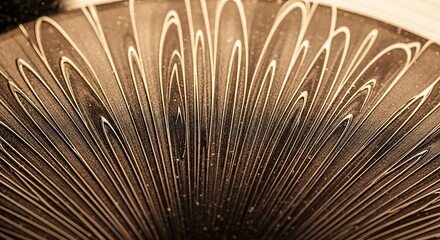 Close-up macro of a hypnotic whisked chocolate and cream glaze pattern creating a swirling abstract vortex