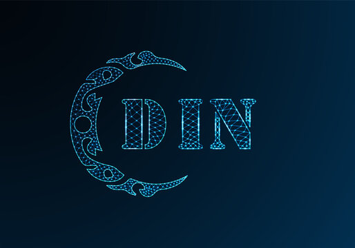 Low poly letter logo DIN design. DIN letter logo low poly vector design on blue color gradient background. DIN logo low poly design