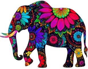 Vibrant floral elephant design
