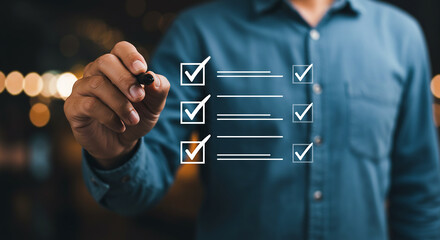 Businessman Marking Checklist for Task Management and Project Planning