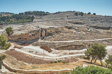 The Kidron Valley in Jerusalem.
