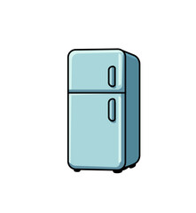 Vector illustration of cartoon refrigerator on white background