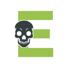 Human Head Logo Combine With Letter E Vector Template