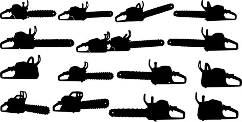 Chainsaw set silhouette vector illustration
