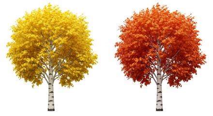 Autumn trees yellow and red illustration