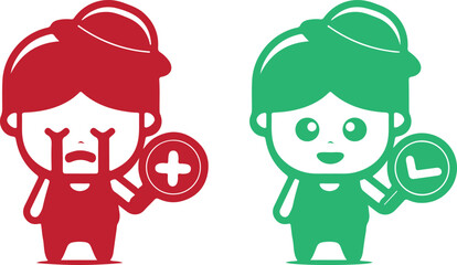 Cute Cartoon Doctor and Nurse Vector – Medical Kids Illustration, Healthcare Doodle, Icon, Clipart