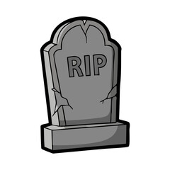 old tombstone flat vector illustration clipart isolated on white background