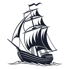 Ship sailing silhouette