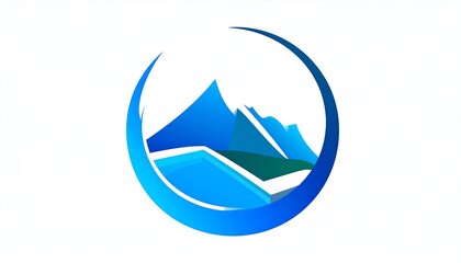 Blue mountains in circle