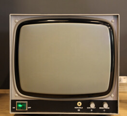1970s  Old retro vintage aged historical  TV screen monitor. Effect screen  museum. mock up empty...