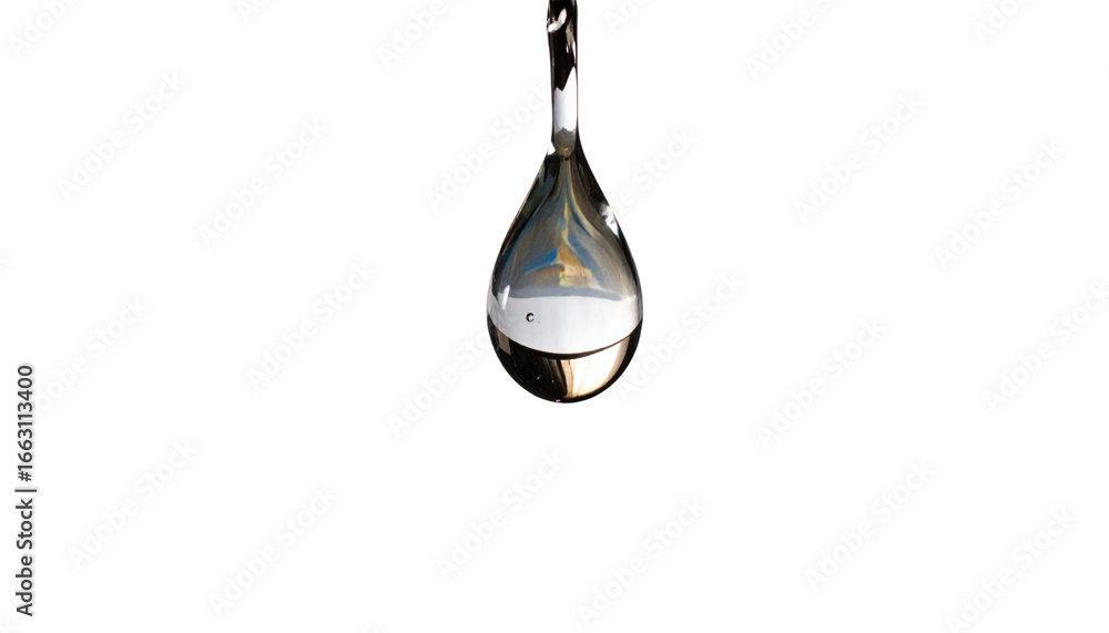 Aufkleber close up shot of a single crystal clear water droplet or raindrop falling against a simple minimalis