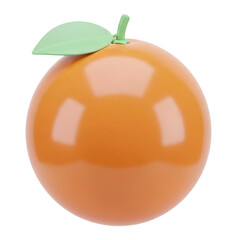 A minimalist 3D rendering of a shiny orange fruit, an isolated icon representing fresh citrus, healthy eating, and vibrant nutrition
