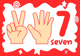 A fun and educational worksheet for kids to learn how to sign and write the number seven