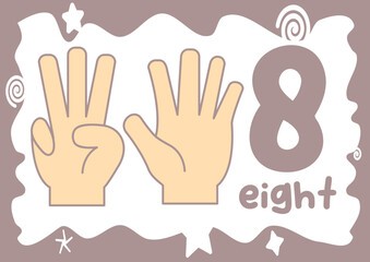 A fun and educational worksheet for kids to learn how to sign and write the number eight