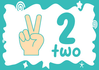 A fun and educational worksheet for kids to learn how to sign and write the number two