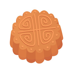Traditional Asian mooncake for the Mid-Autumn Festival. Round mooncake with pattern. Illustration isolated on white background.