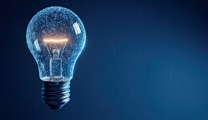 Glowing lightbulb, digital network concept
