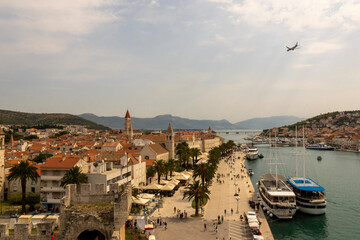 A view of Trogir Promenade from Kamerlengo Castle in Croatia