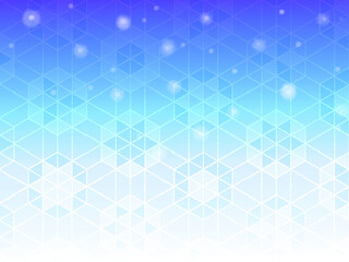 青いグラデーションに雪形亀甲が浮かび上がる雪降る夜の背景