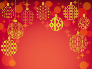 金色透かし和柄のクリスマスオーナメントのフレーム