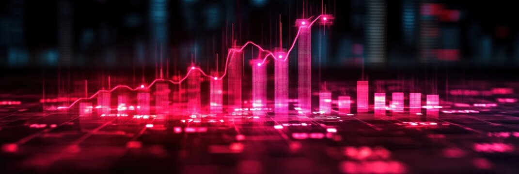 Abstract glowing chart in vibrant pink and dark background